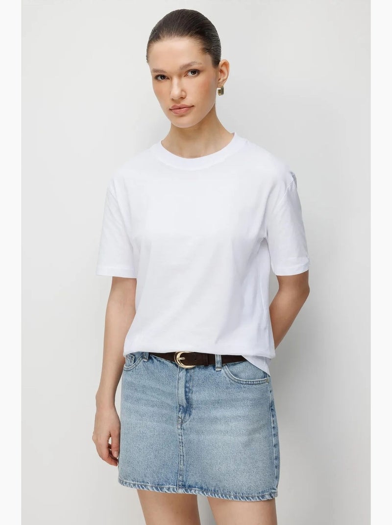 T-shirt oversized canelada com gola redonda mixray Branco - Kiabi