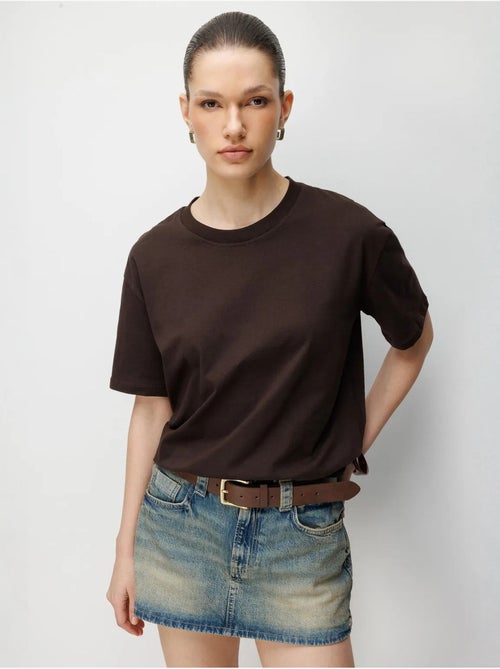 T-shirt oversized canelada com gola redonda mixray - Kiabi T-shirt oversized canelada com gola redonda mixray - Kiabi
