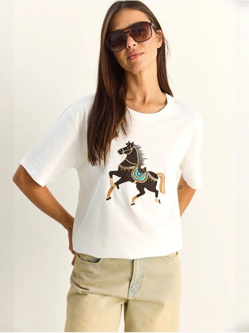 T-shirt oversized com bordado e lantejoulas, gola redonda lucci - Kiabi T-shirt oversized com bordado e lantejoulas, gola redonda lucci - Kiabi