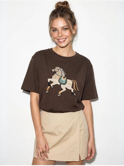 T-shirt oversized com bordado e lantejoulas, gola redonda lucci - Kiabi T-shirt oversized com bordado e lantejoulas, gola redonda lucci - Kiabi