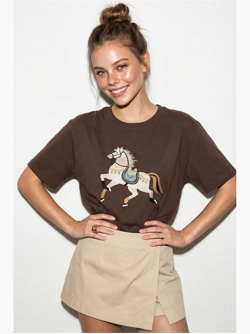 T-shirt oversized com bordado e lantejoulas, gola redonda lucci - Kiabi T-shirt oversized com bordado e lantejoulas, gola redonda lucci - Kiabi