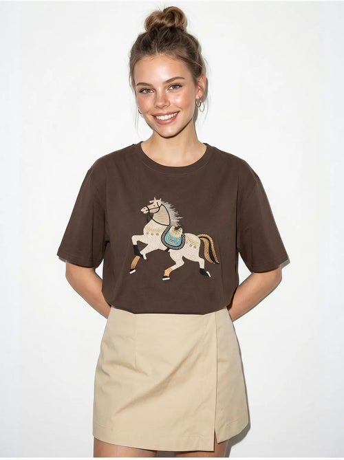 T-shirt oversized com bordado e lantejoulas, gola redonda lucci - Kiabi T-shirt oversized com bordado e lantejoulas, gola redonda lucci - Kiabi