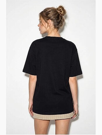 T-shirt oversized com bordado e lantejoulas, gola redonda lucci