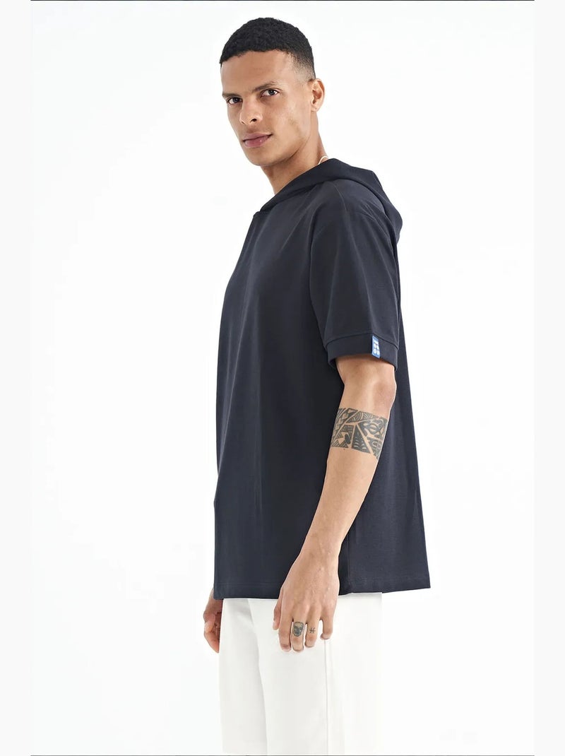 T-shirt oversized com capuz e manga curta tommy Azul-marinho - Kiabi