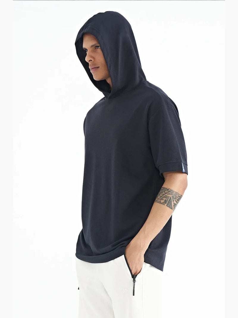T-shirt oversized com capuz e manga curta tommy Azul-marinho - Kiabi