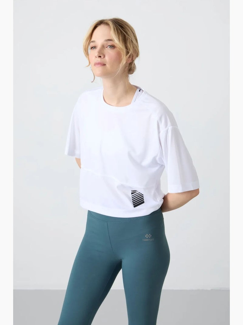 T-shirt oversized com decote redondo e bolso tommy Branco - Kiabi