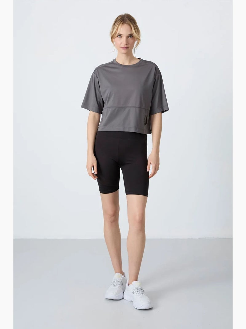 T-shirt oversized com decote redondo e bolso tommy Cinza-preto - Kiabi