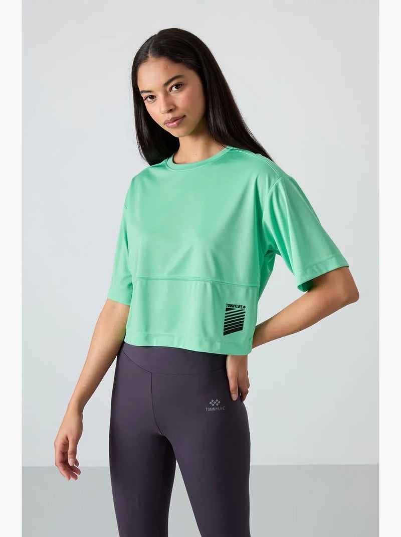 T-shirt oversized com decote redondo e bolso tommy Verde menta - Kiabi