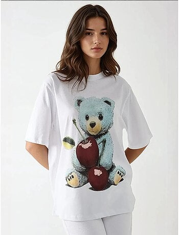 T-shirt oversized com decote redondo e estampado hiccup