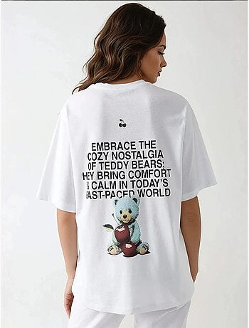 T-shirt oversized com decote redondo e estampado hiccup