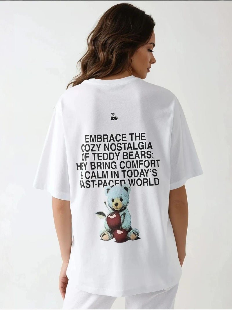 T-shirt oversized com decote redondo e estampado hiccup Branco - Kiabi