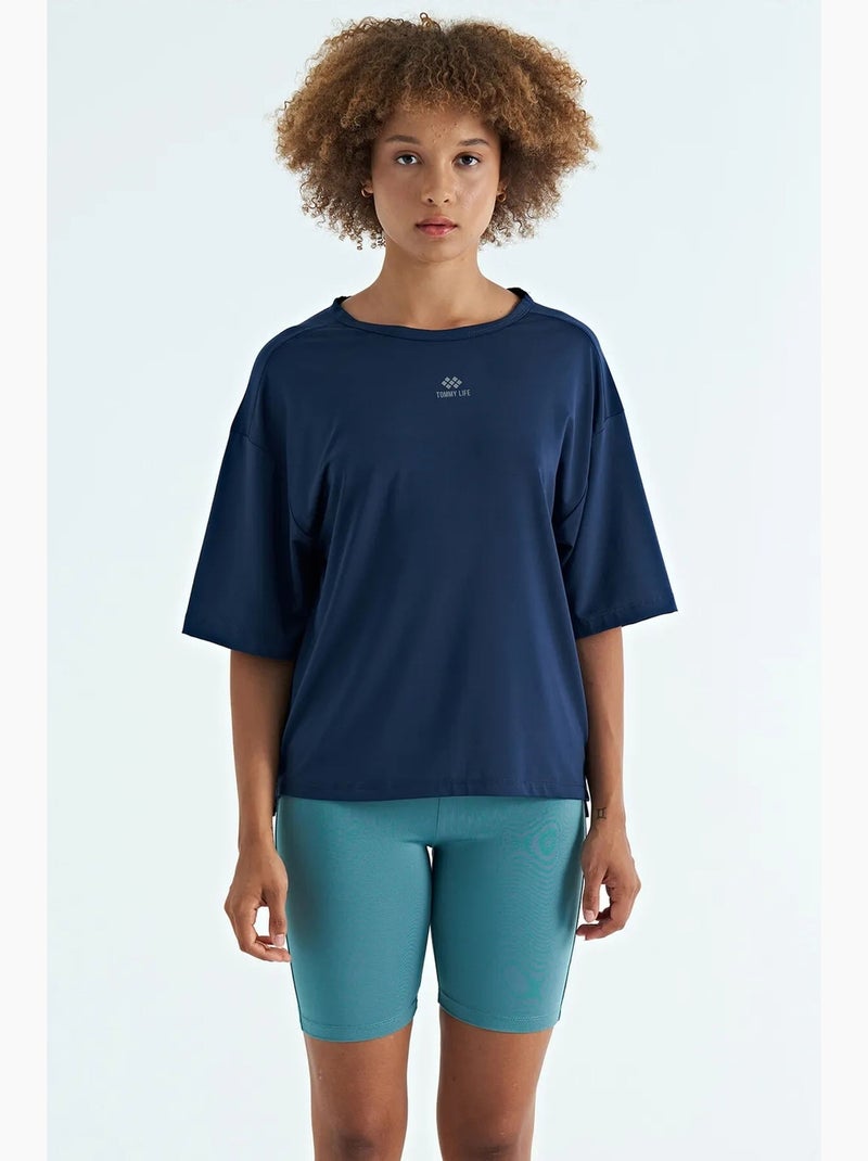 T-shirt oversized com decote redondo tommy Azul-cobalto - Kiabi