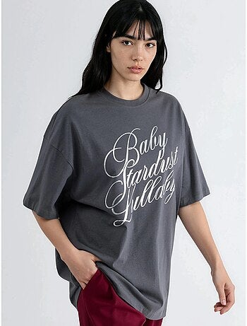 T-shirt oversized com estampado de texto busem