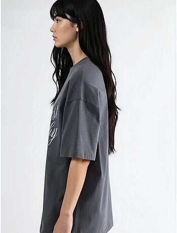T-shirt oversized com estampado de texto busem