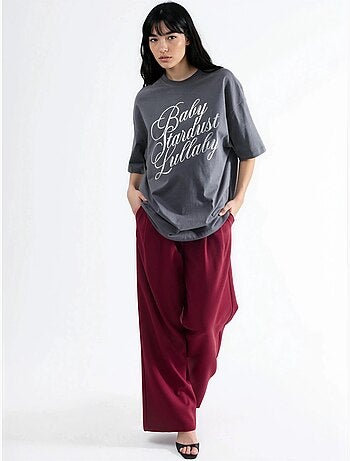 T-shirt oversized com estampado de texto busem