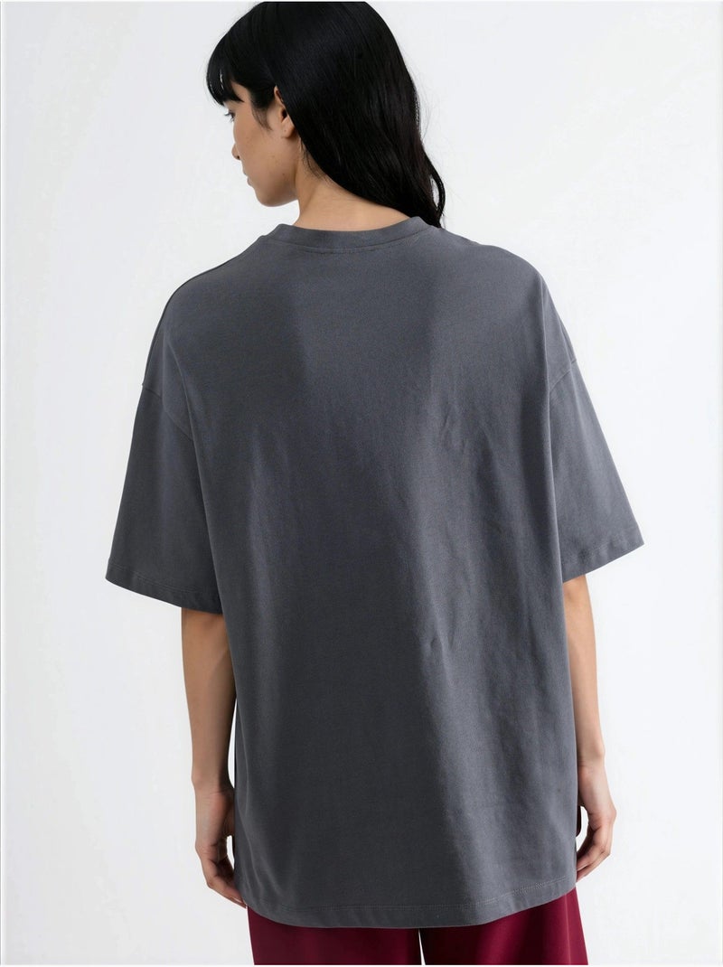 T-shirt oversized com estampado de texto busem Cinza escuro - Kiabi