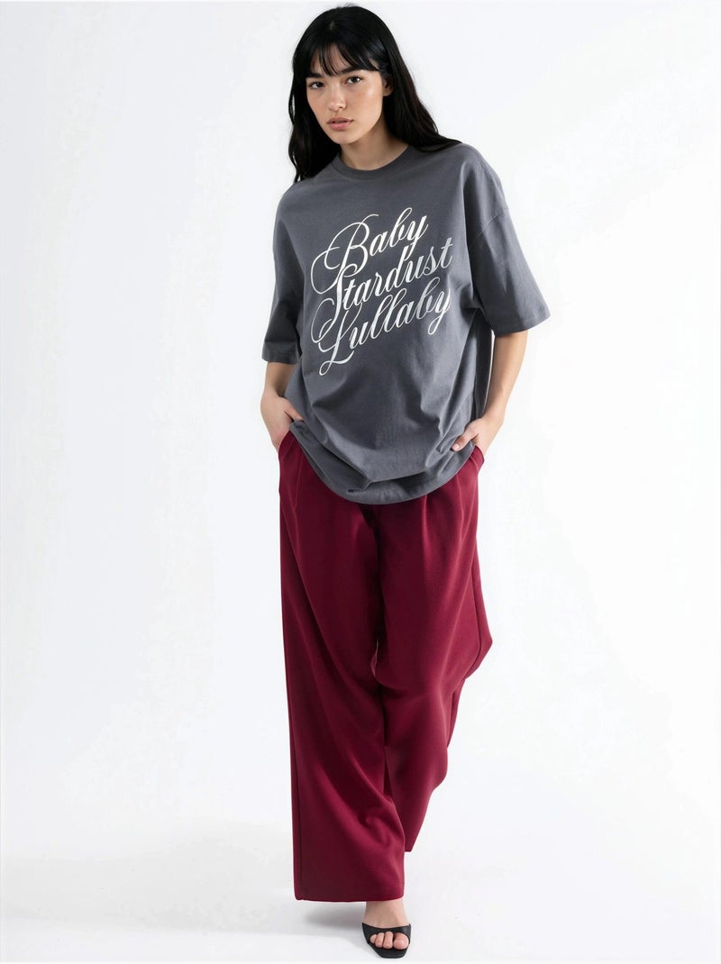 T-shirt oversized com estampado de texto busem Cinza escuro - Kiabi