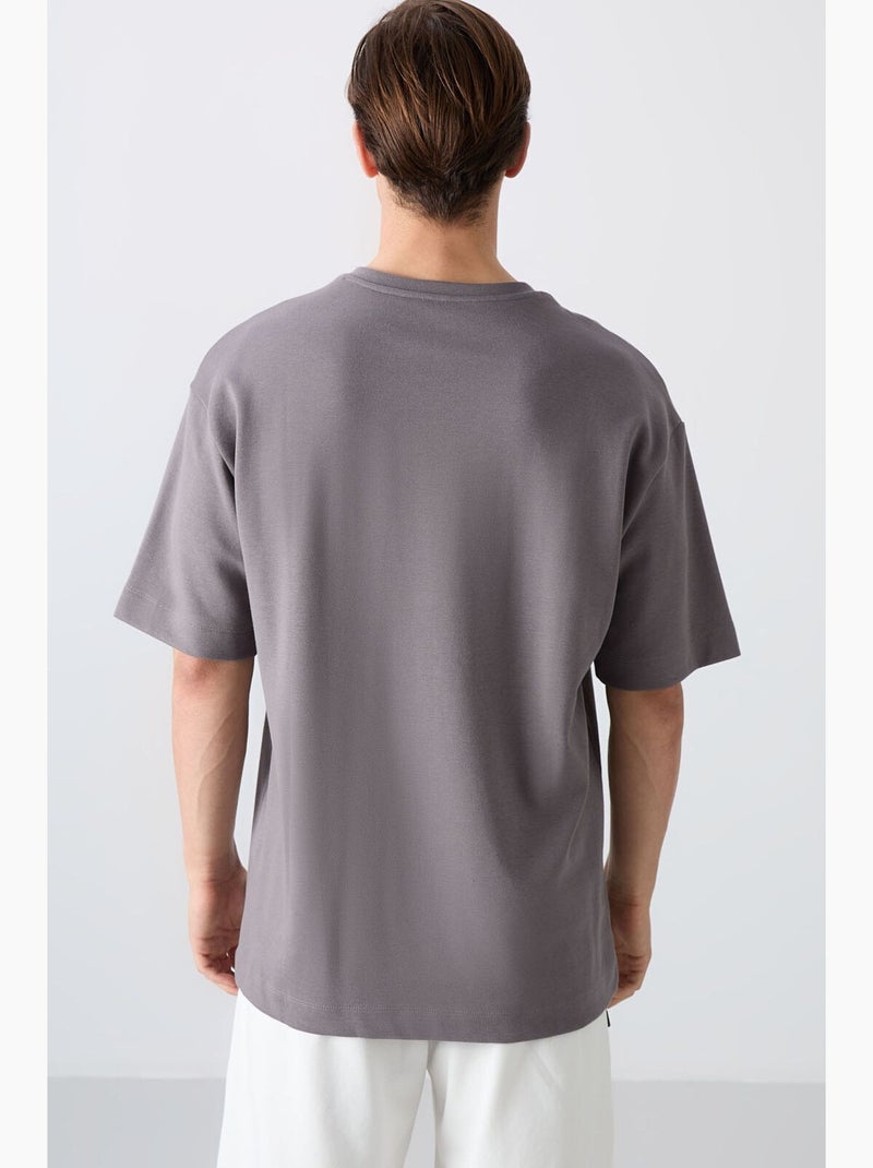T-shirt oversized com estampado e decote redondo tommy Cinza-preto - Kiabi