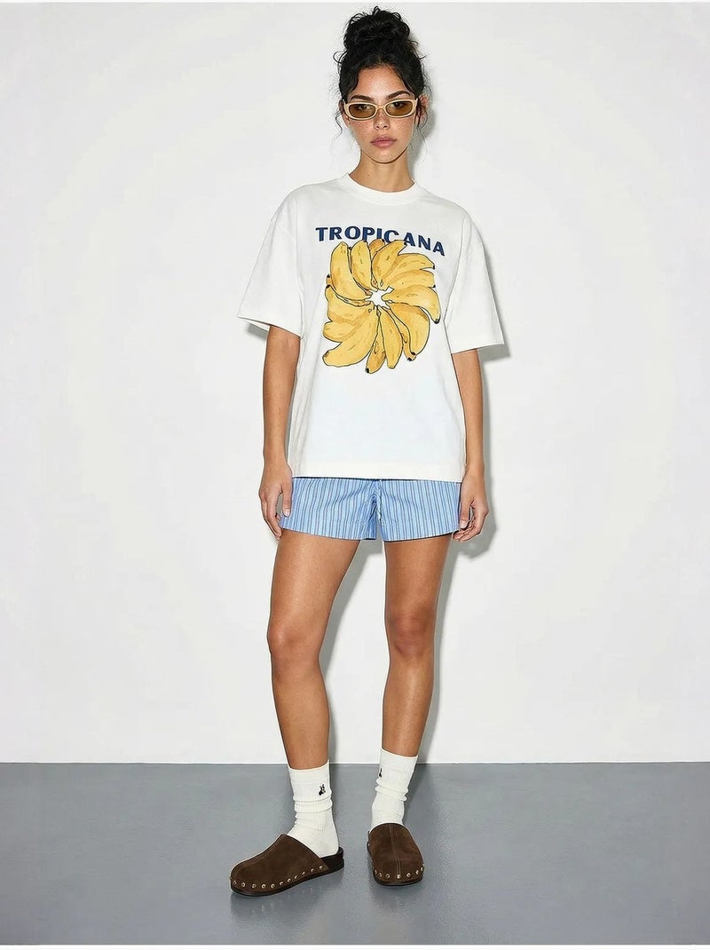 T-shirt oversized com gola redonda e estampado lucci Branco - Kiabi