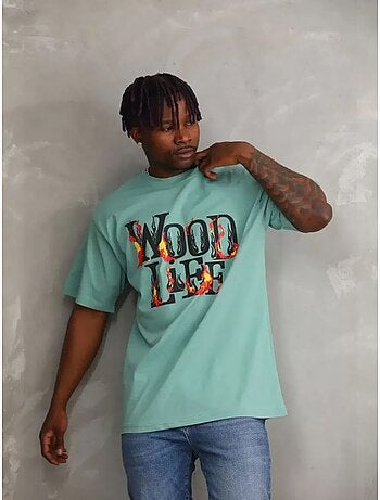 T-shirt oversized com gola redonda janes