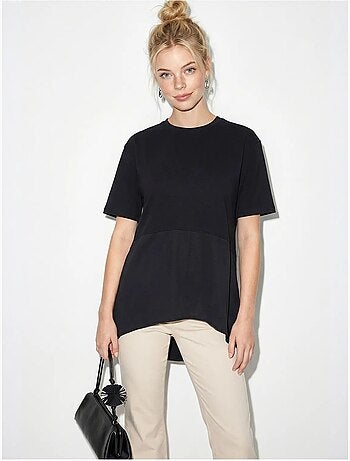 T-shirt oversized com gola redonda lucci