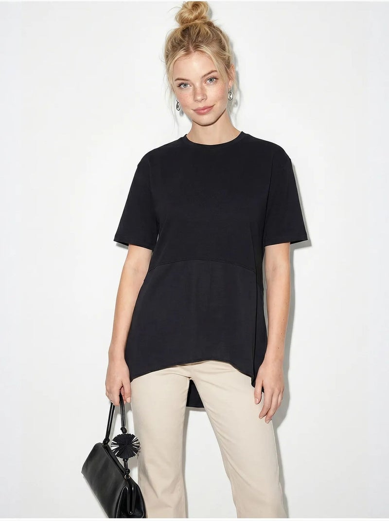 T-shirt oversized com gola redonda lucci Preto - Kiabi