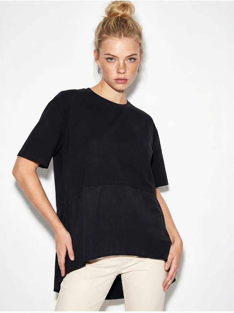 T-shirt oversized com gola redonda lucci Preto - Kiabi