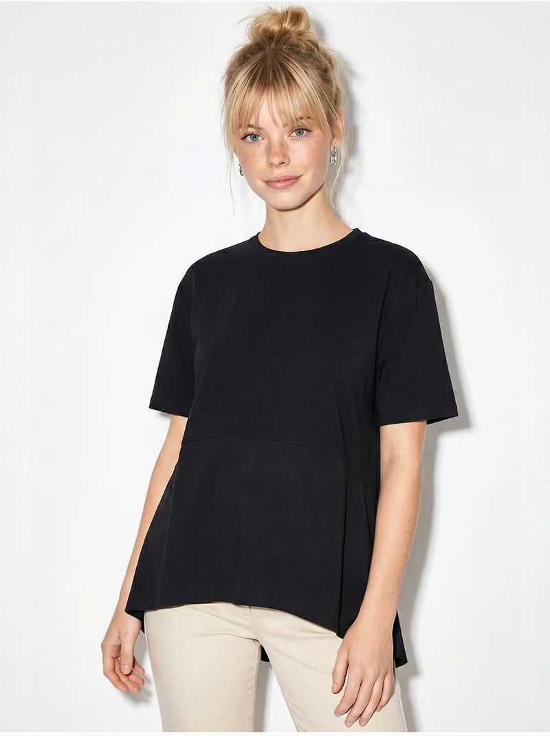 T-shirt oversized com gola redonda lucci Preto - Kiabi