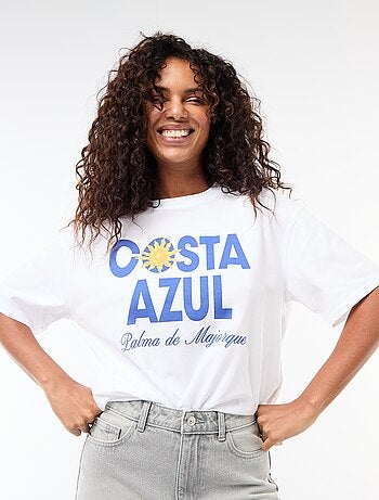T-shirt oversize com mensagem