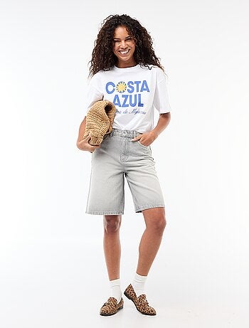 T-shirt oversize com mensagem