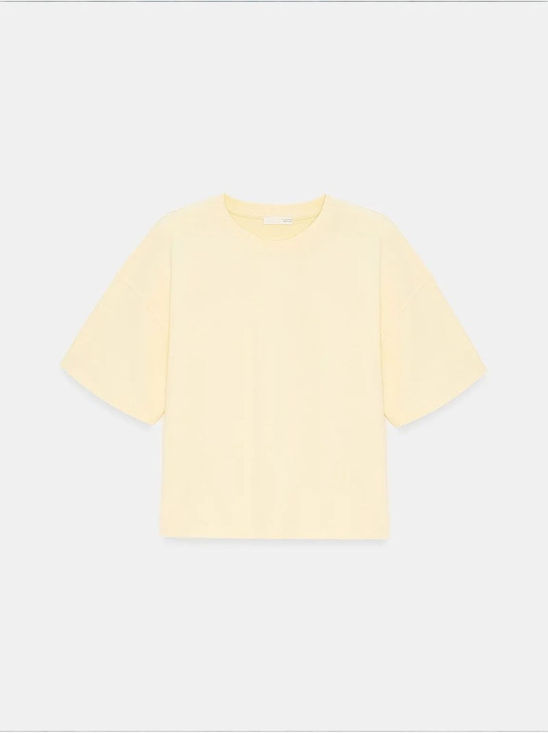 T-shirt oversized de algodão com decote redondo dilvin Amarelo-limão - Kiabi