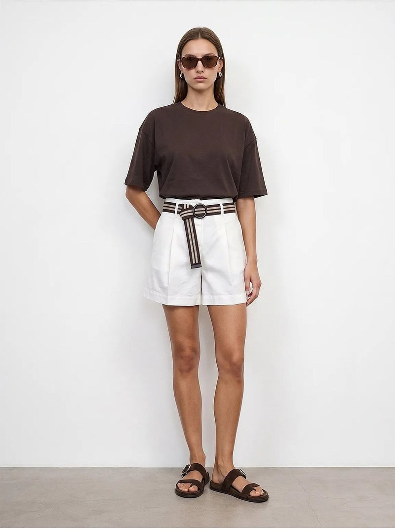 T-shirt oversized de algodão com decote redondo dilvin Castanho - Kiabi