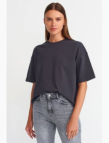 T-shirt oversized de algodão com decote redondo dilvin