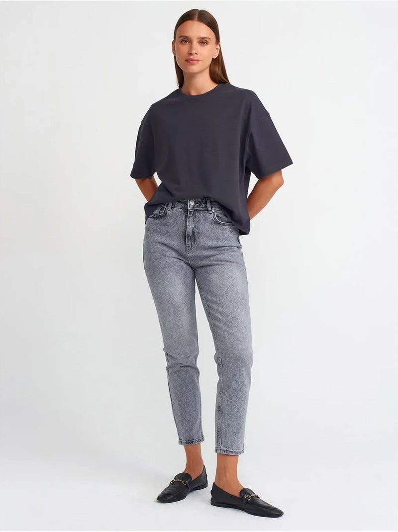 T-shirt oversized de algodão com decote redondo dilvin Cinza-preto - Kiabi