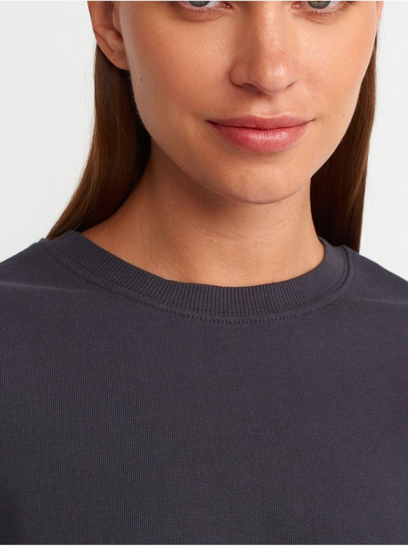 T-shirt oversized de algodão com decote redondo dilvin Cinza-preto - Kiabi