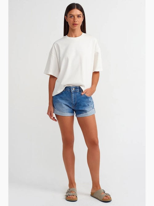 T-shirt oversized de algodão com decote redondo dilvin - Kiabi
