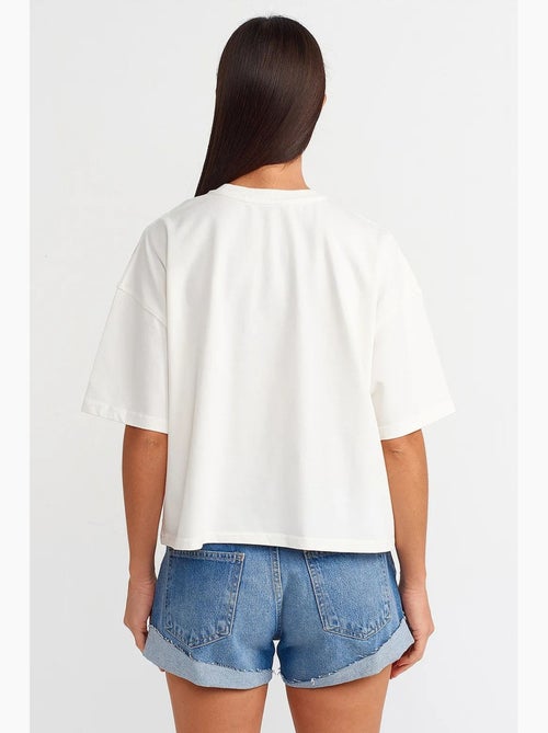 T-shirt oversized de algodão com decote redondo dilvin - Kiabi