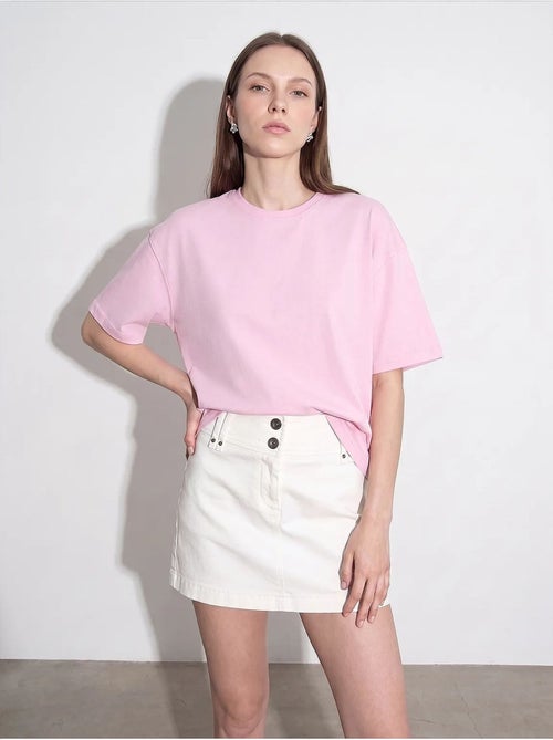 T-shirt oversized de algodão com decote redondo dilvin - Kiabi T-shirt oversized de algodão com decote redondo dilvin - Kiabi