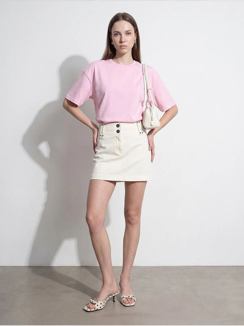 T-shirt oversized de algodão com decote redondo dilvin Rosa-claro - Kiabi
