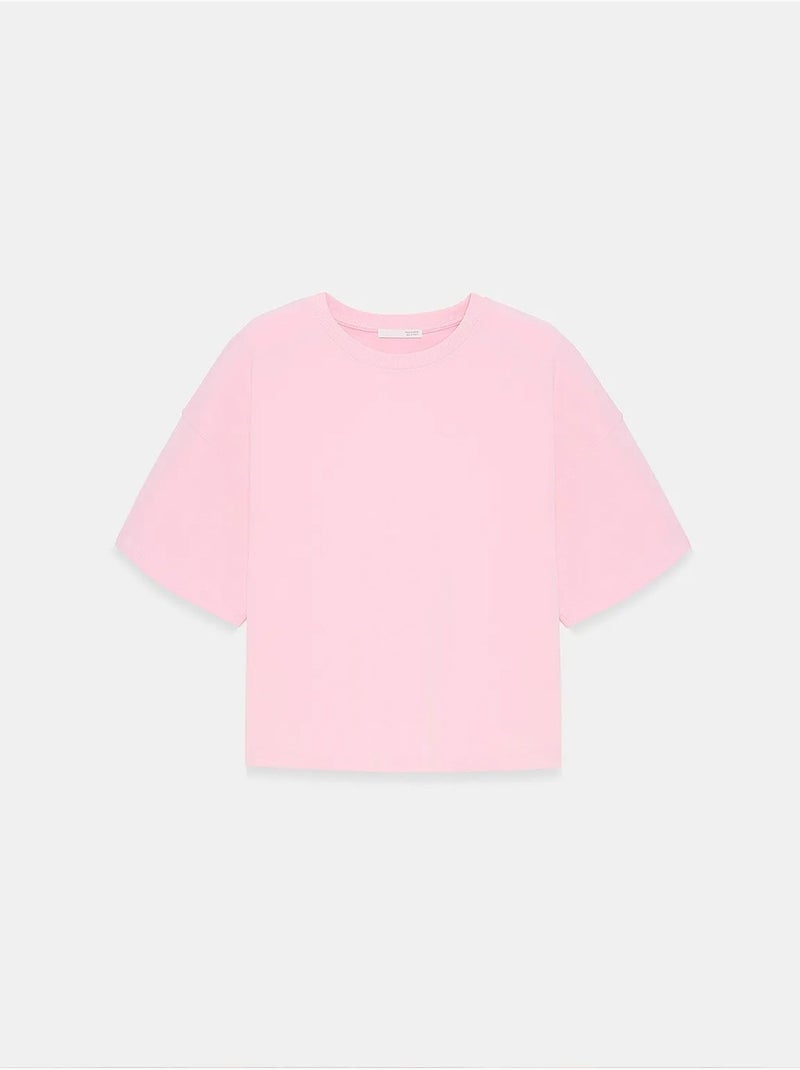 T-shirt oversized de algodão com decote redondo dilvin Rosa-claro - Kiabi