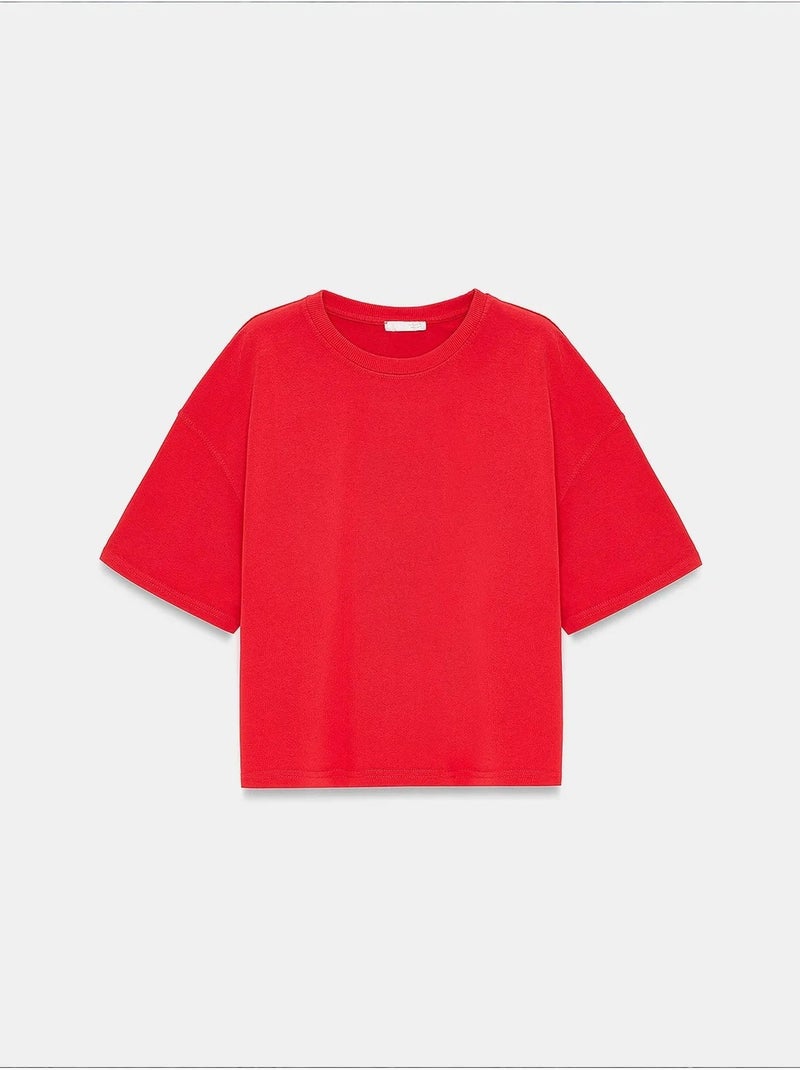 T-shirt oversized de algodão com decote redondo dilvin Vermelho - Kiabi