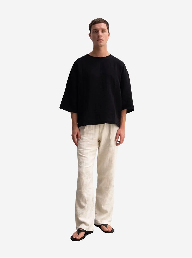 T-shirt oversized de algodão com gola redonda giesto Preto - Kiabi