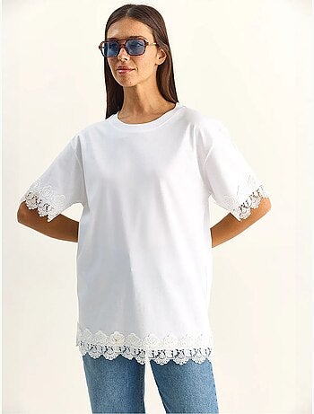 T-shirt oversized de algodão com gola redonda lucci