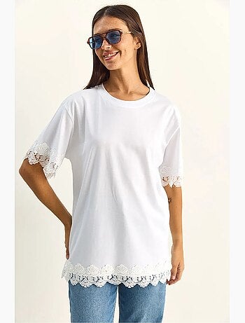 T-shirt oversized de algodão com gola redonda lucci