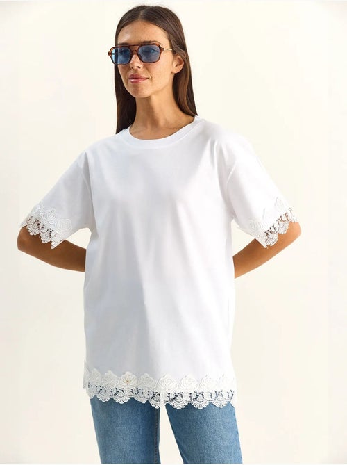 T-shirt oversized de algodão com gola redonda lucci - Kiabi T-shirt oversized de algodão com gola redonda lucci - Kiabi
