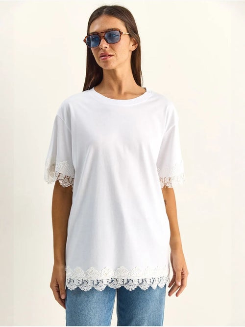 T-shirt oversized de algodão com gola redonda lucci - Kiabi T-shirt oversized de algodão com gola redonda lucci - Kiabi
