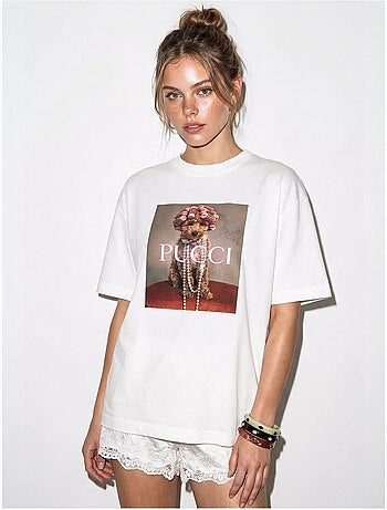 T-shirt oversized de algodão estampada lucci