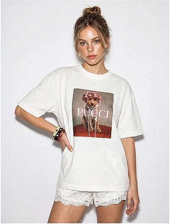T-shirt oversized de algodão estampada lucci