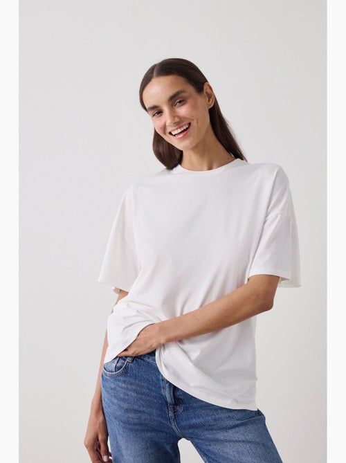 T-shirt oversized de gola redonda em algodão penti - Kiabi T-shirt oversized de gola redonda em algodão penti - Kiabi
