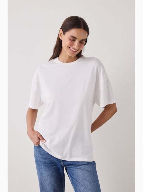 T-shirt oversized de gola redonda em algodão penti - Kiabi T-shirt oversized de gola redonda em algodão penti - Kiabi